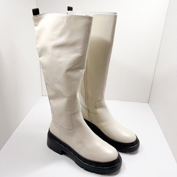 Lisa Vicky Moody-V Women's 8.5M White Leather Chunky Platform High Boots NIB - Picture 1 of 9